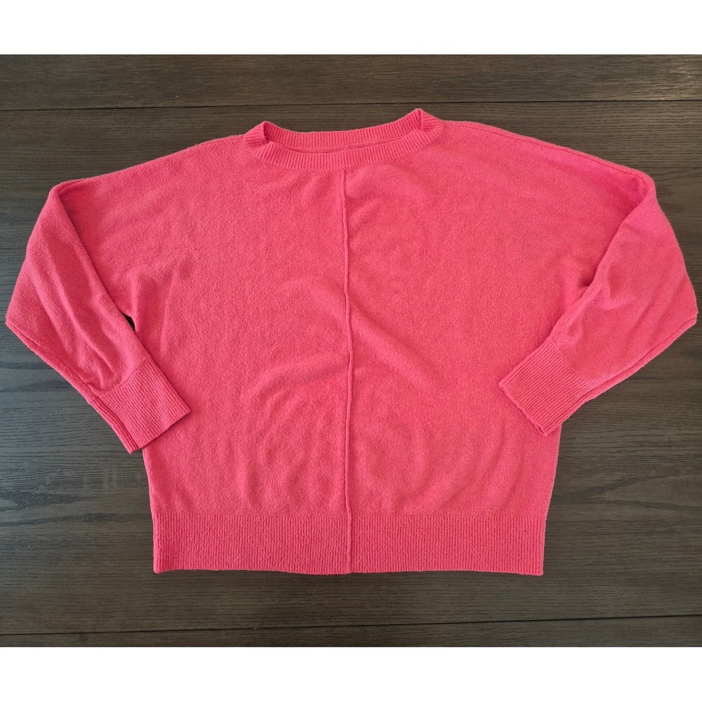 Loft Lou & Grey Pink Dolman Sleeve Crew Neck Sweater XL Exposed Seam Soft Knit